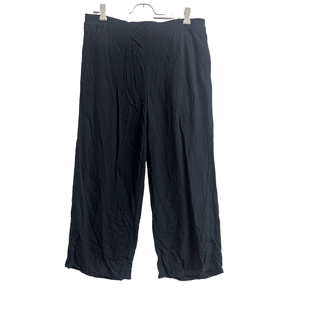 J. Jill Wide Full Leg Cropped‎ Capri Pants w/ Pockets Size S Navy